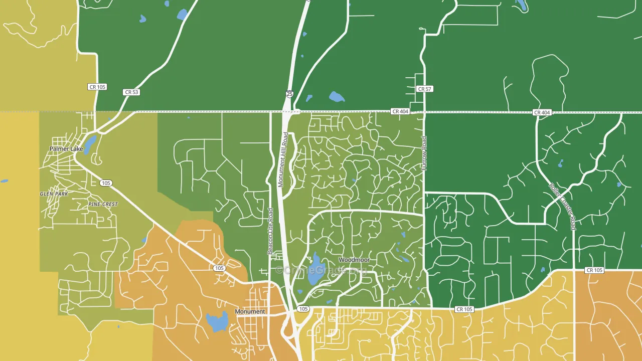 Tri-Lakes, Woodmoor, CO Map of Theft Rates