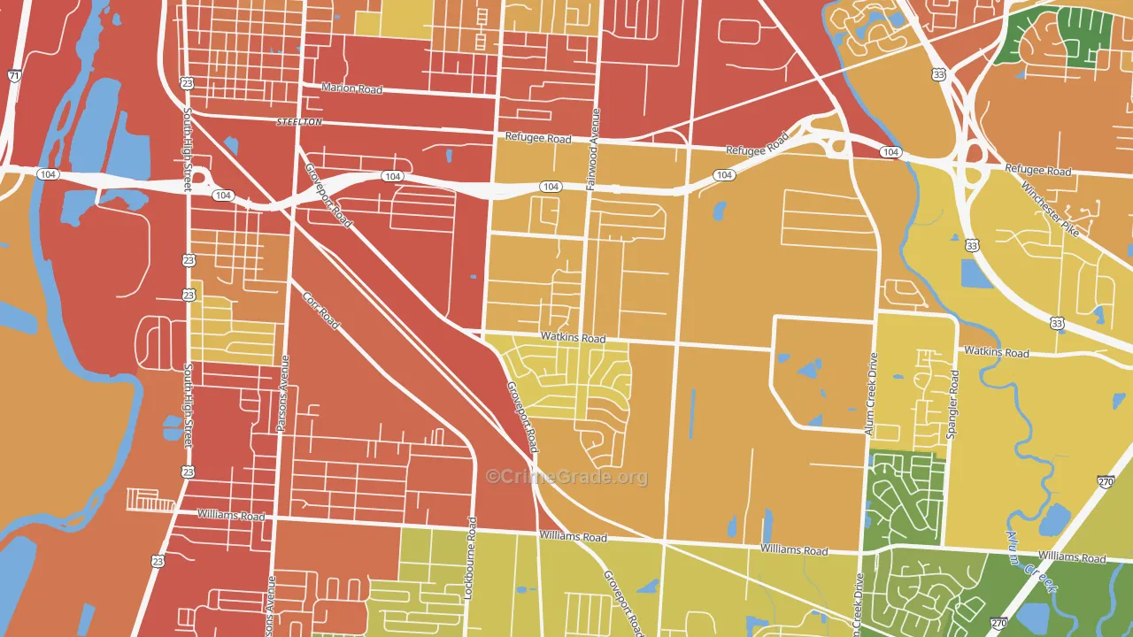 Tri-South, Columbus, OH Map of Theft Rates