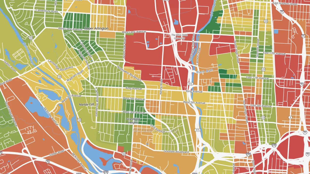 Tri-Village, Columbus, OH Map of Theft Rates