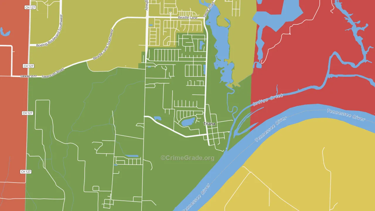 Triana, AL Map of Theft Rates