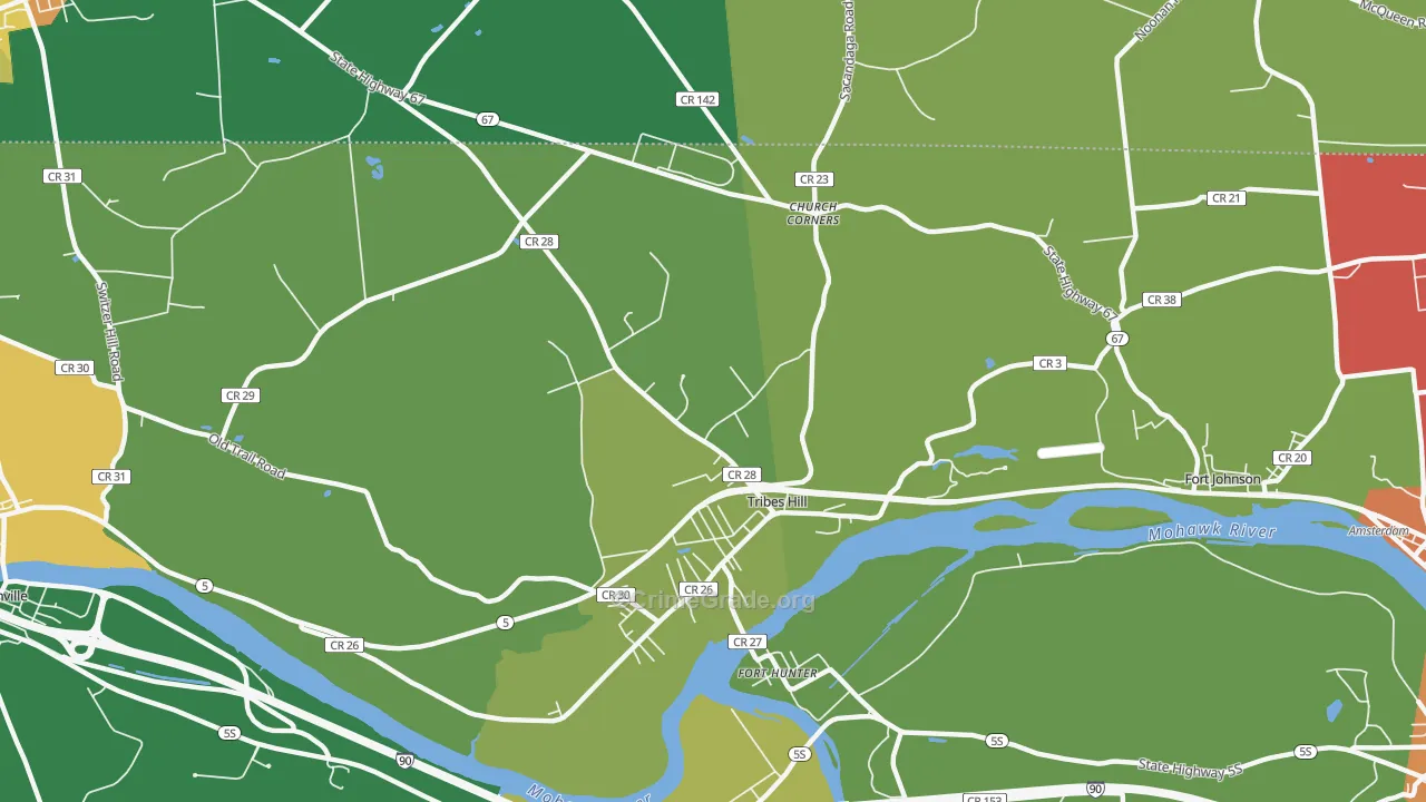 Tribes Hill, NY Map of Theft Rates