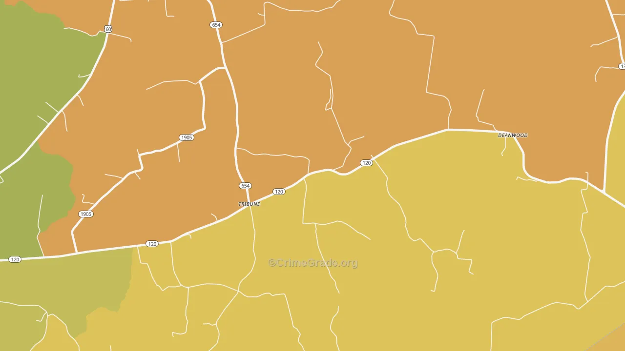 Tribune, KY Map of Theft Rates