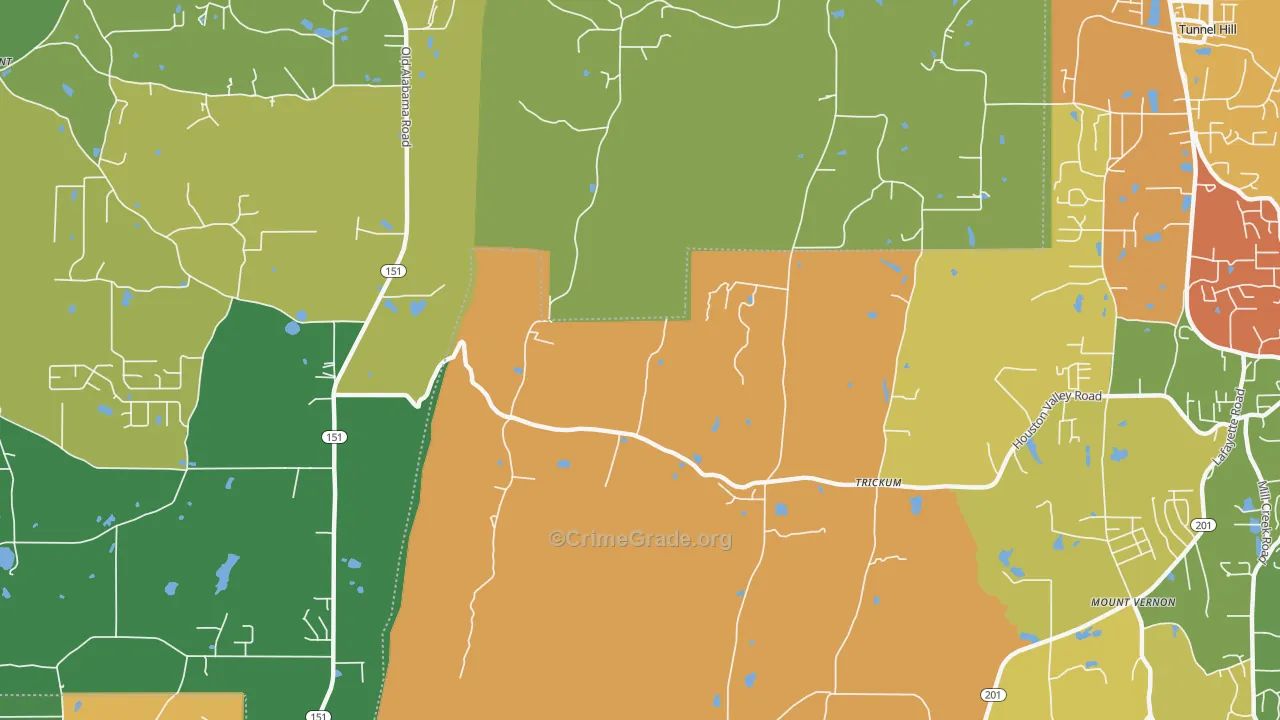 Trickum, GA Map of Theft Rates