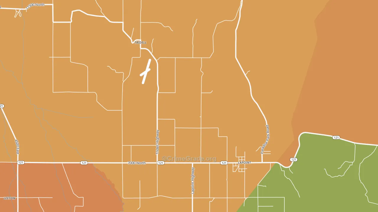 Tridell, UT Map of Theft Rates