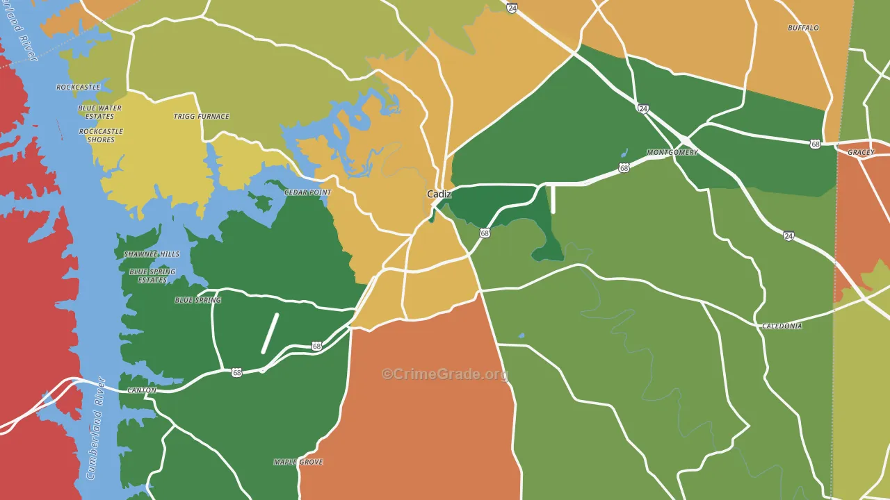 Trigg County, KY Map of Theft Rates
