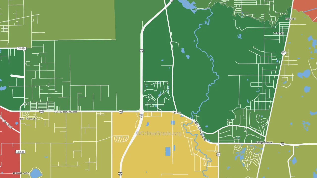 Trilby, FL Map of Theft Rates