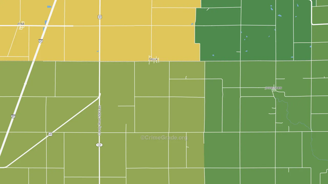 Trilla, IL Map of Theft Rates