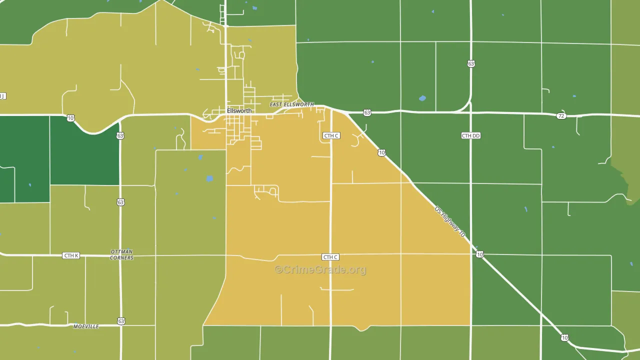 Trimbelle, WI Map of Theft Rates