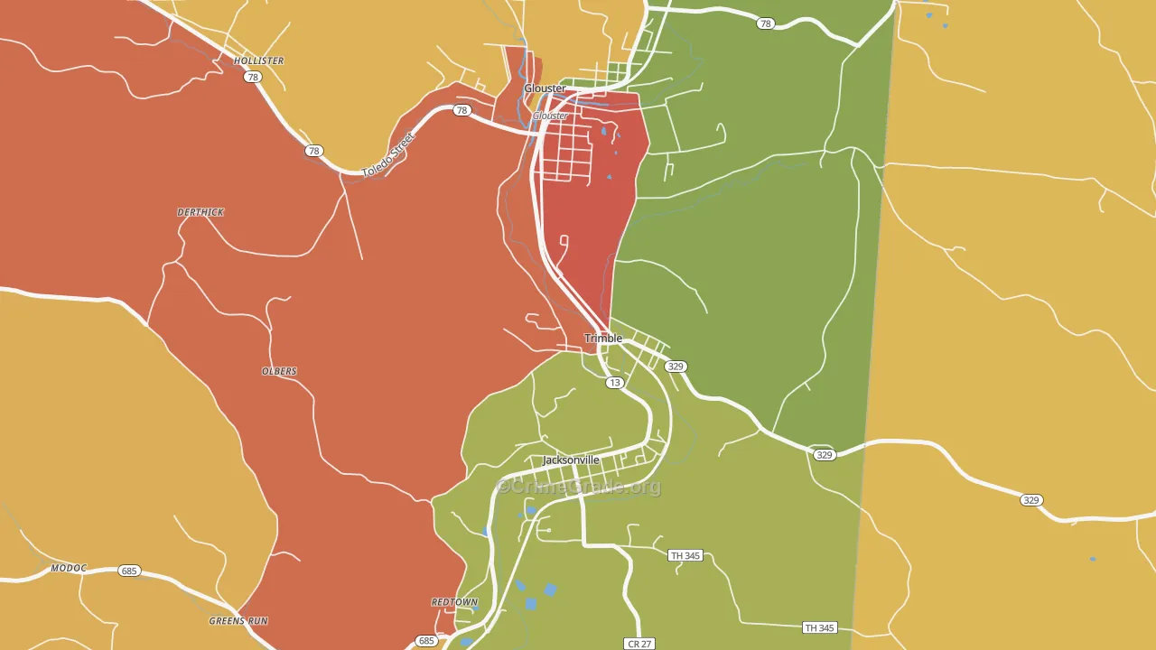 Trimble, OH Map of Theft Rates