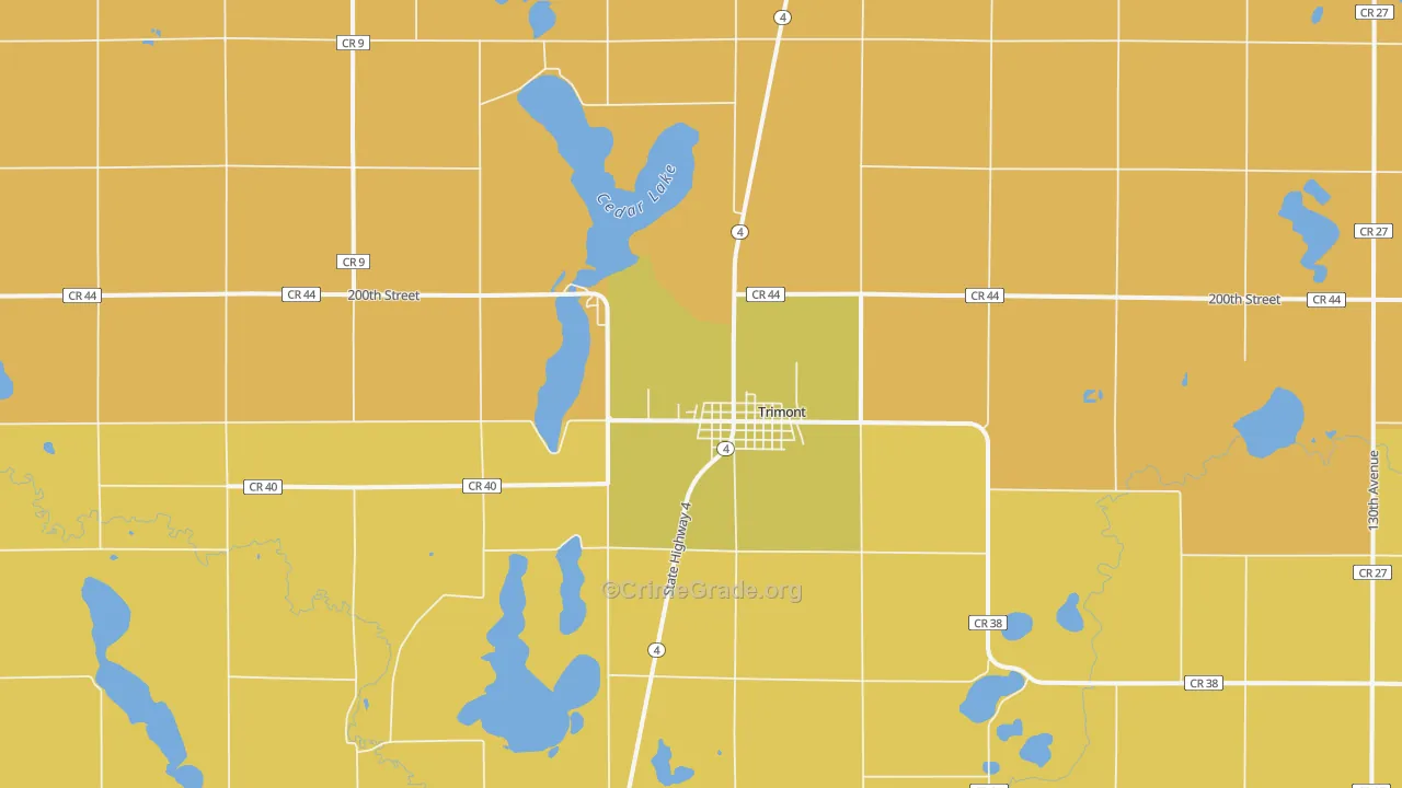 Trimont, MN Map of Theft Rates