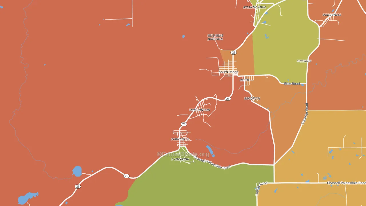 Trimountain, MI Map of Theft Rates
