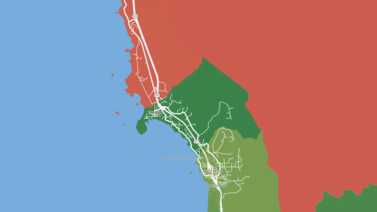 Trinidad, CA Map of Theft Rates