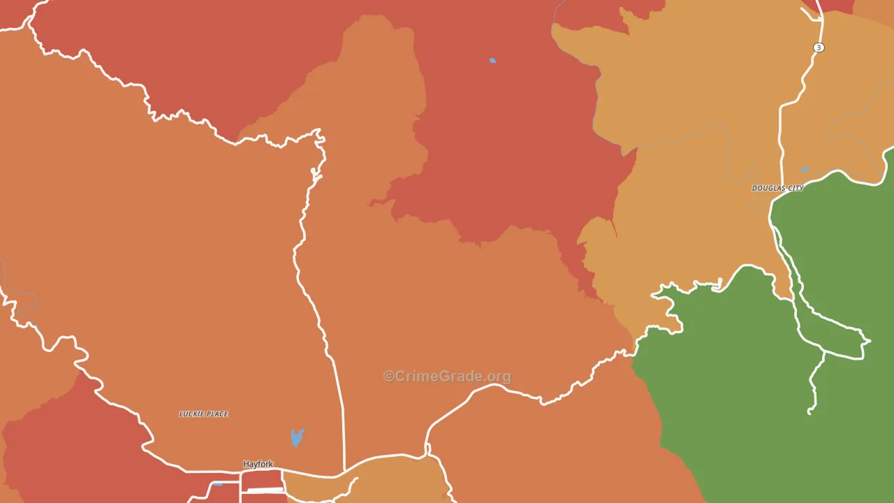 Trinity County, CA Map of Theft Rates