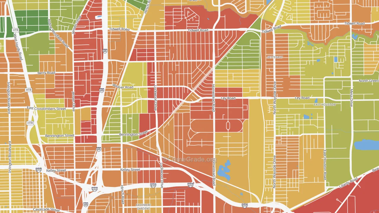 Trinity-Houston Gardens, Houston, TX Map of Theft Rates