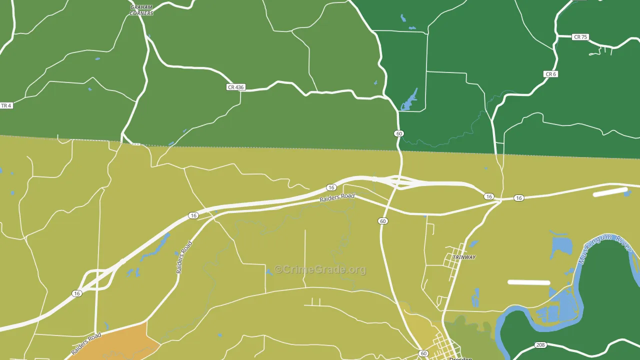 Trinway, OH Map of Theft Rates