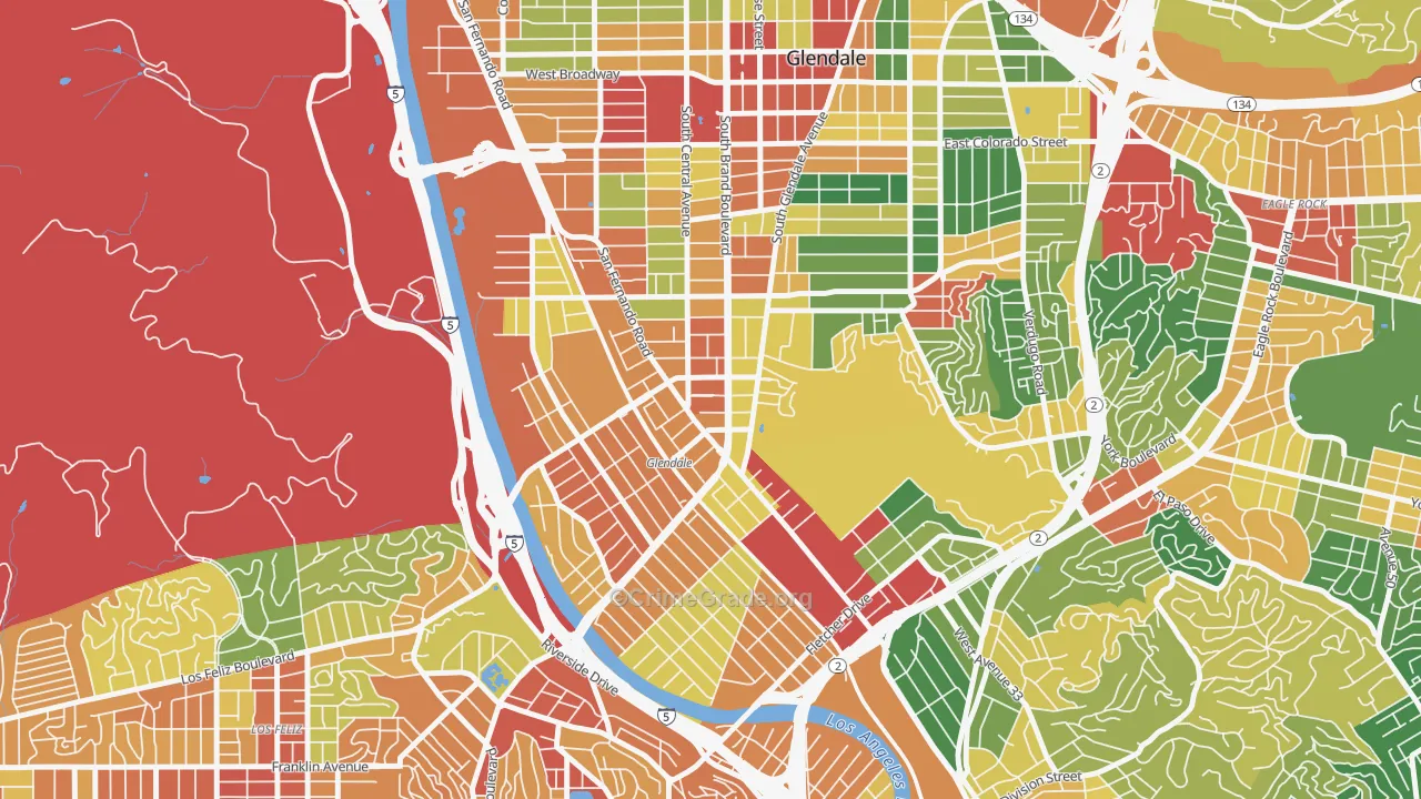 Tropico, Glendale, CA Map of Theft Rates