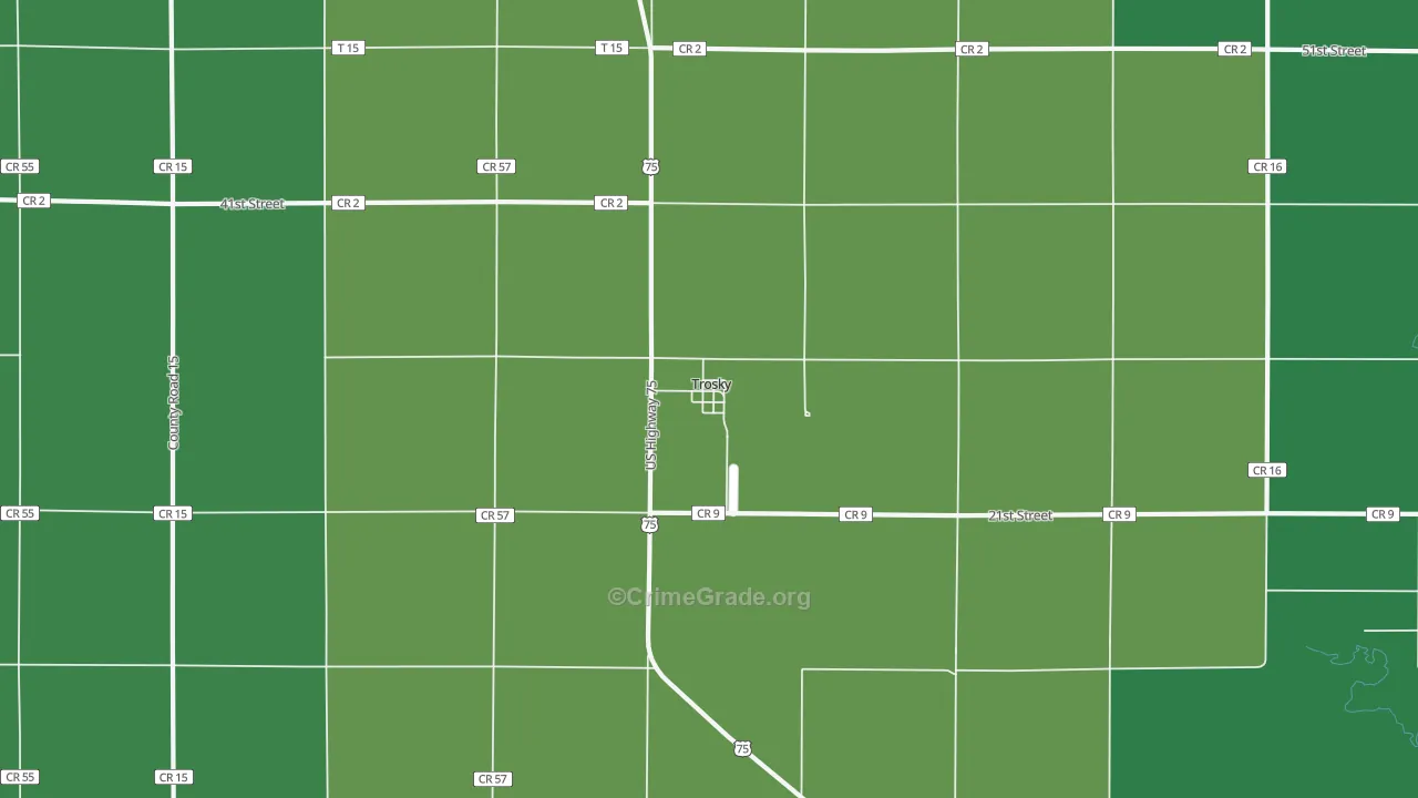 Trosky, MN Map of Theft Rates