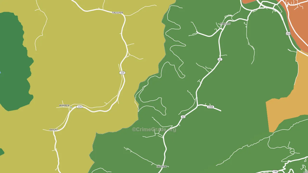 Trosper, KY Map of Theft Rates