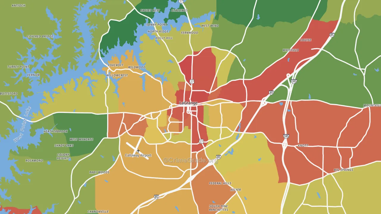 Troup County, GA Map of Theft Rates