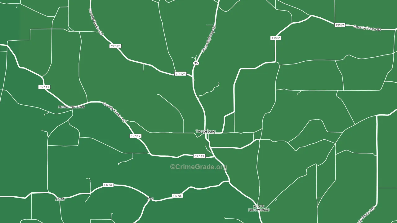 Troupsburg, NY Map of Theft Rates