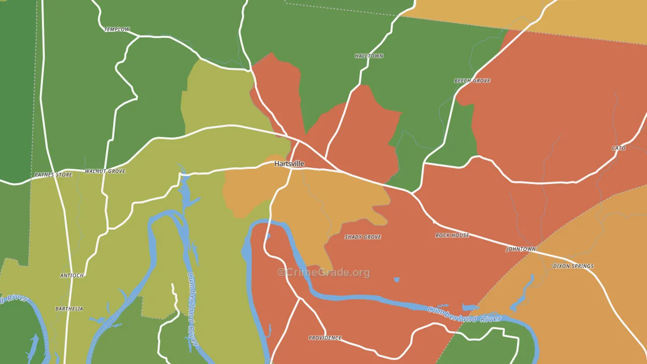 Trousdale County, TN Map of Theft Rates