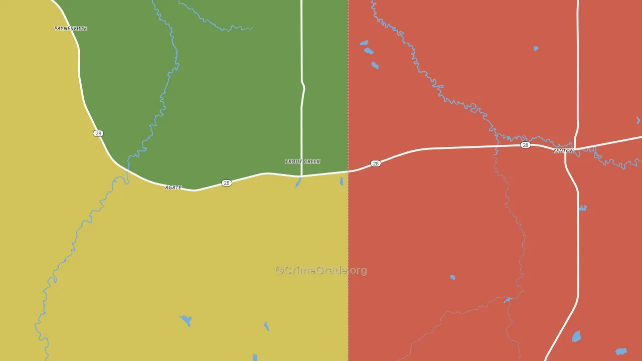 Trout Creek, MI Map of Theft Rates