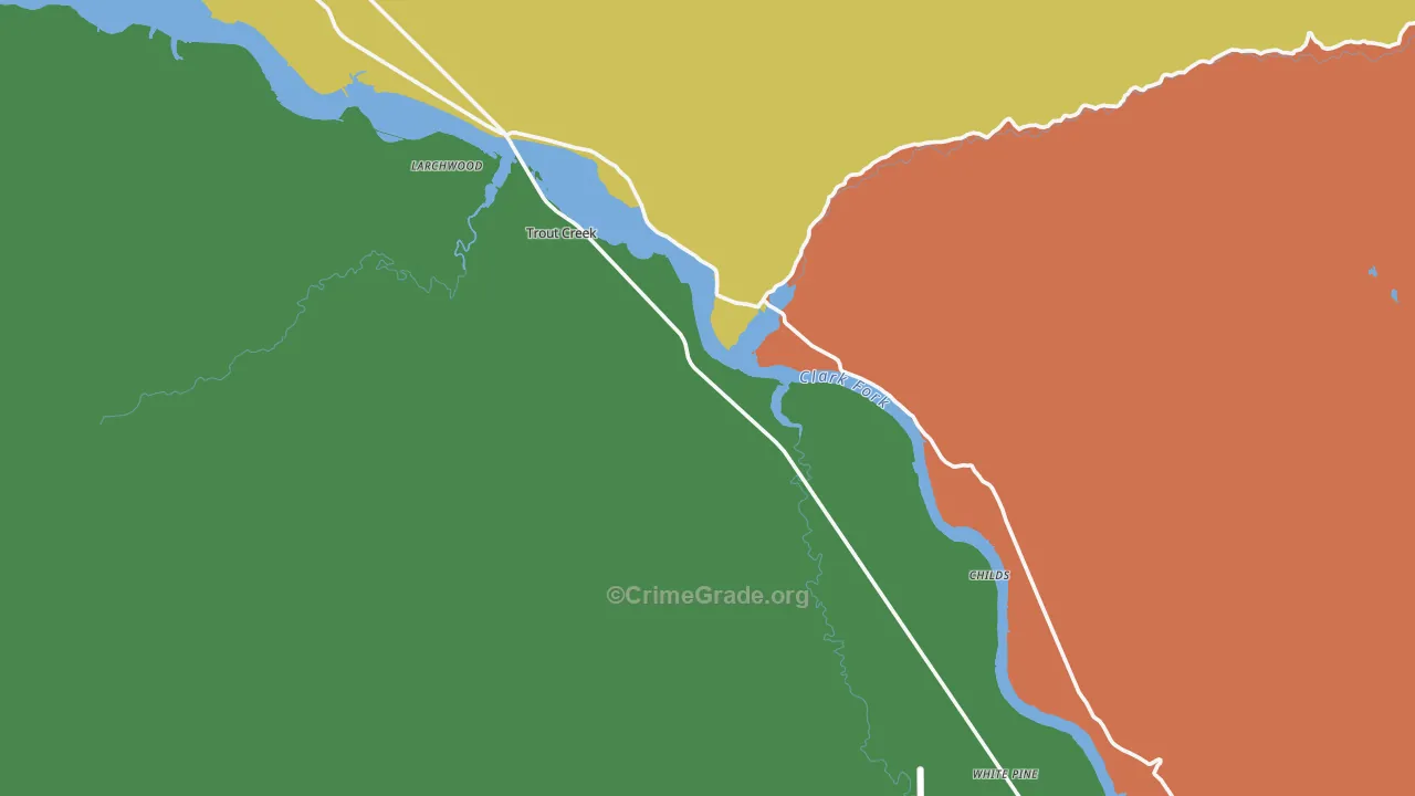 Trout Creek, MT Map of Theft Rates