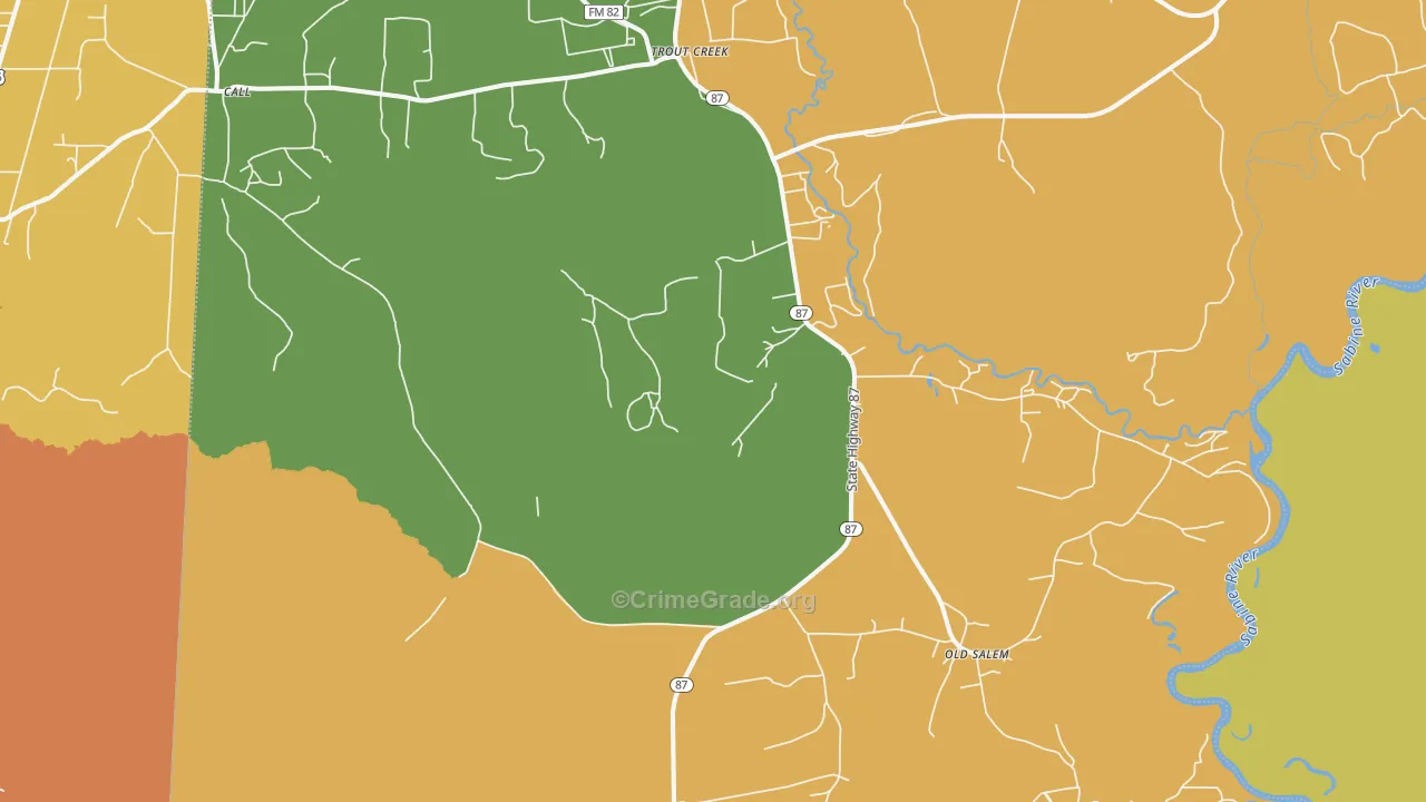 Trout Creek, TX Map of Theft Rates