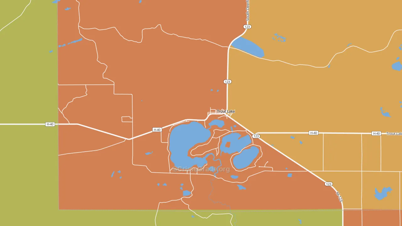Trout Lake, MI Map of Theft Rates