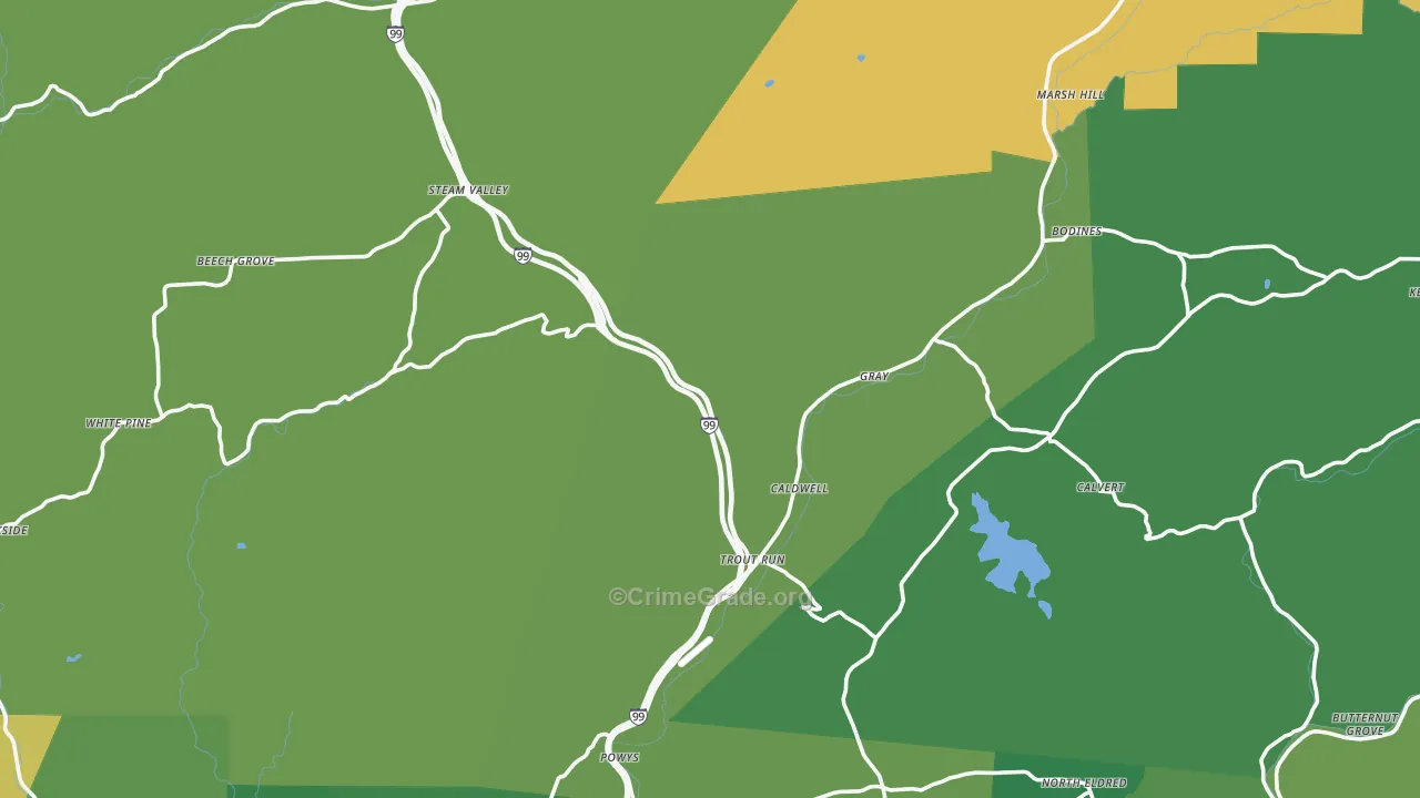 Trout Run, PA Map of Theft Rates