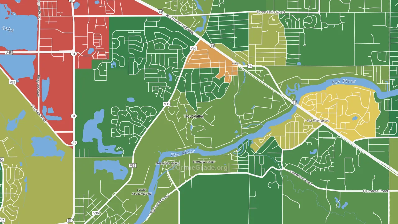 Trout Valley, IL Map of Theft Rates