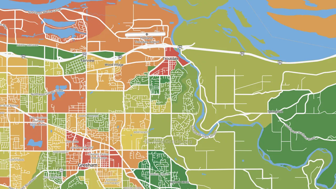 Troutdale, OR Map of Theft Rates