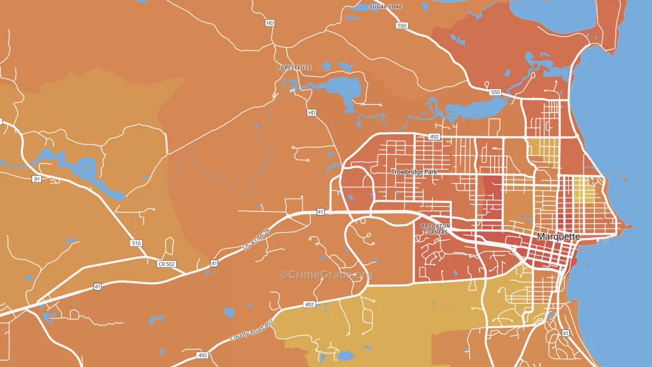 Trowbridge Park, MI Map of Theft Rates