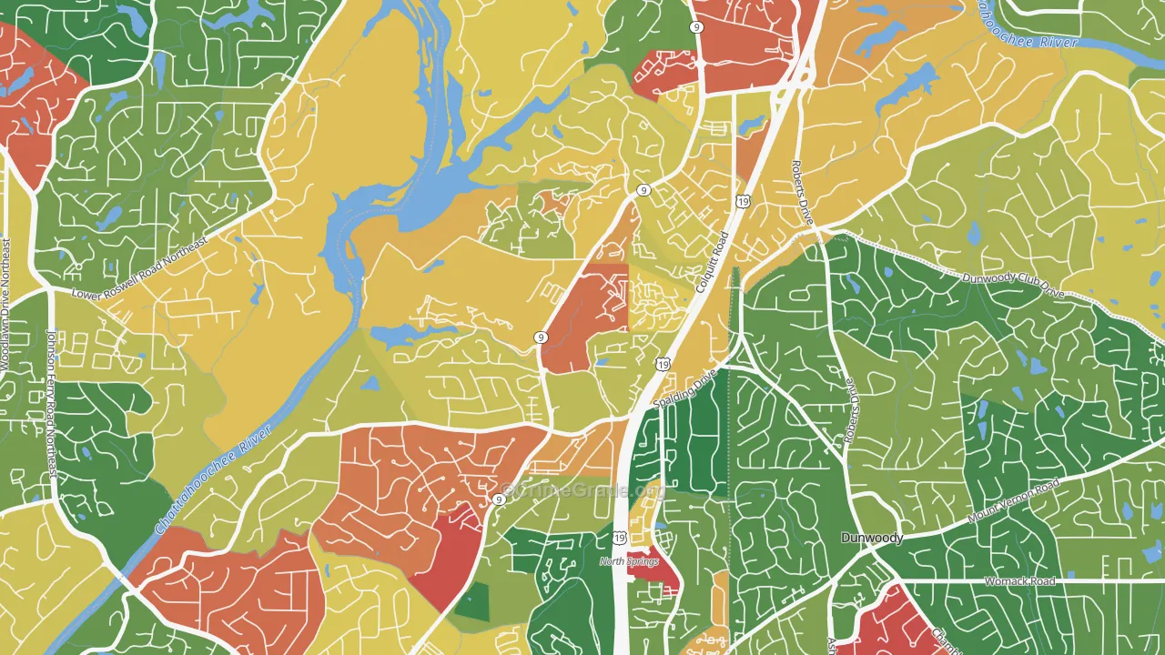 Trowbridge Square, Sandy Springs, GA Map of Theft Rates