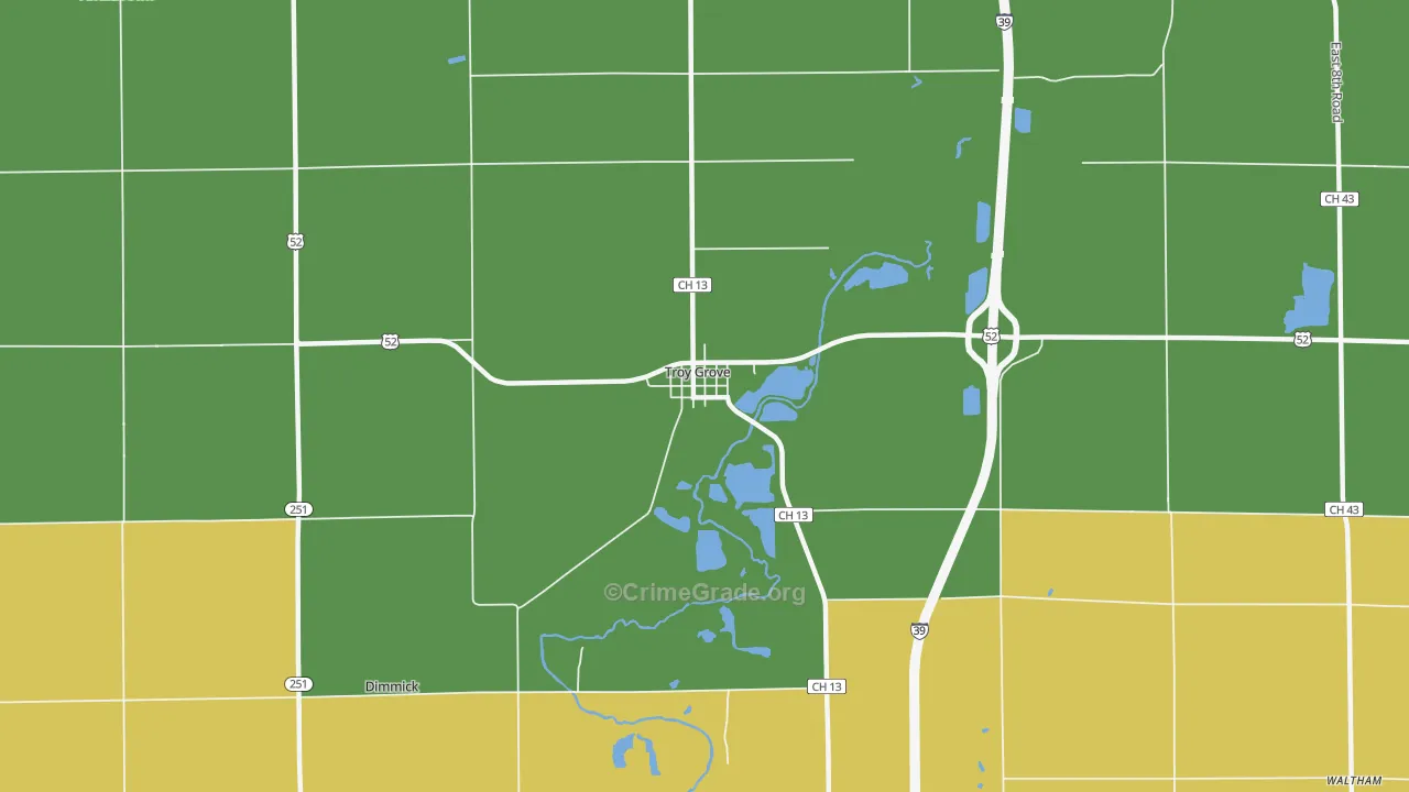 Troy Grove, IL Map of Theft Rates