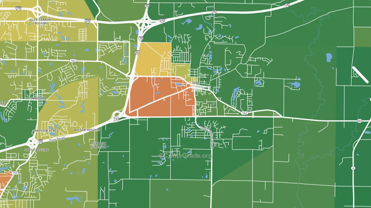 Troy, IL Map of Theft Rates