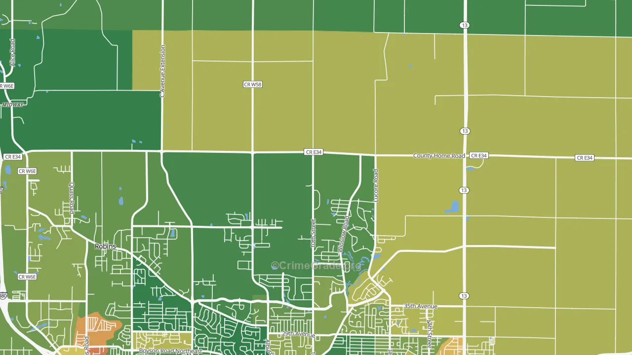 Troy Mills, IA Map of Theft Rates