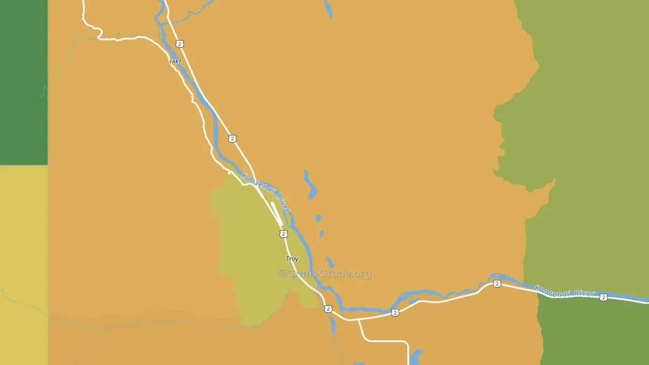 Troy, MT Map of Theft Rates