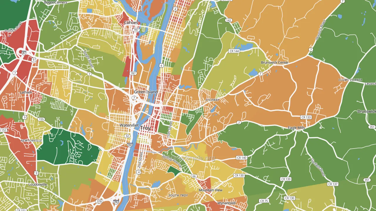 Troy, NY Map of Theft Rates