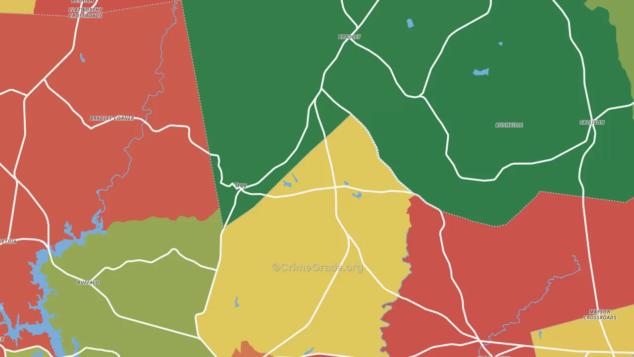 Troy, SC Map of Theft Rates
