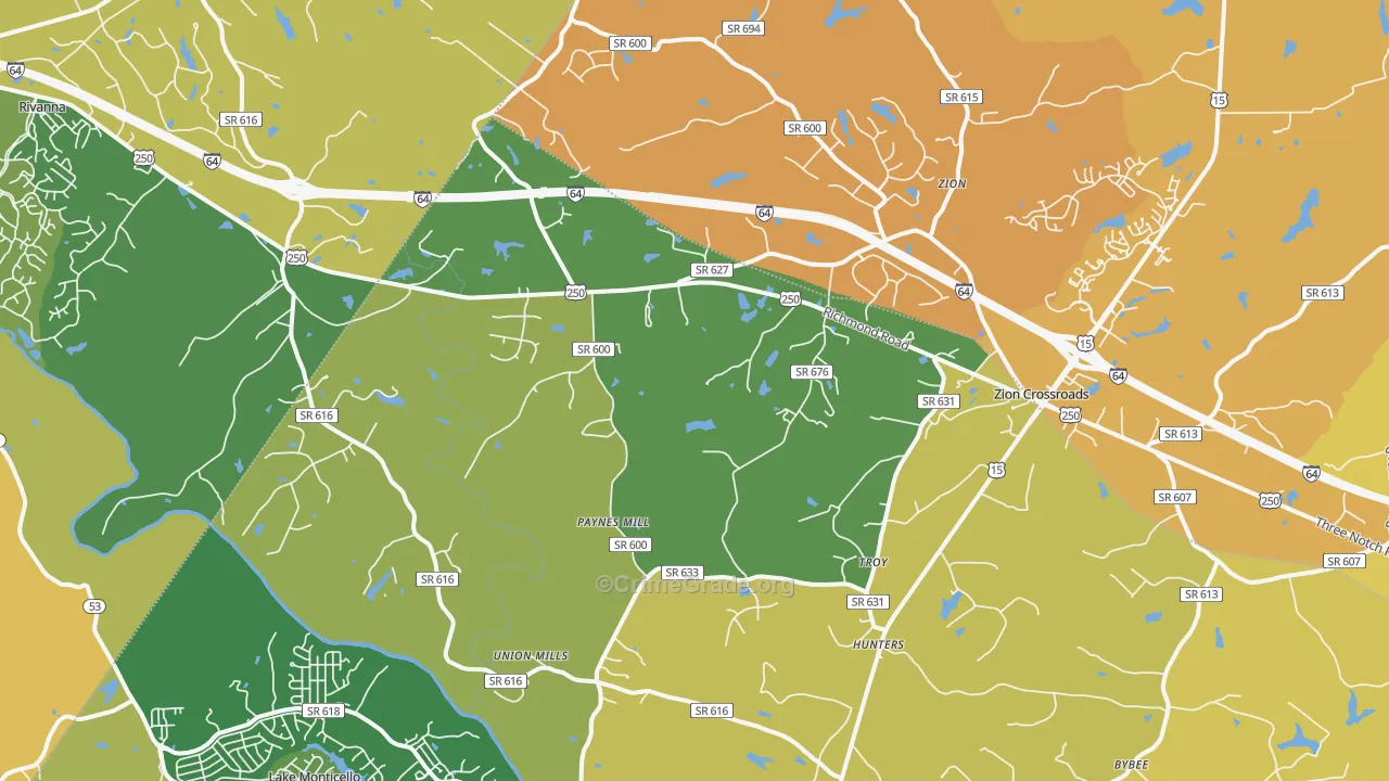 Troy, VA Map of Theft Rates