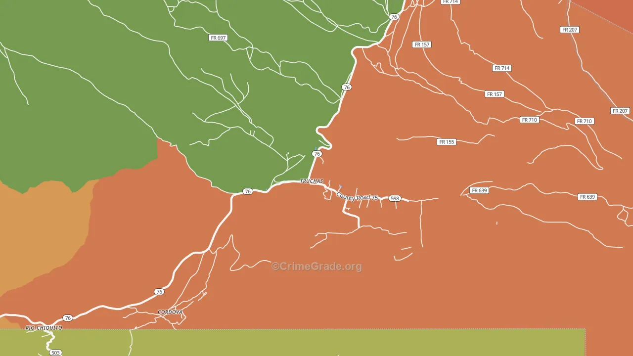 Truchas, NM Map of Theft Rates