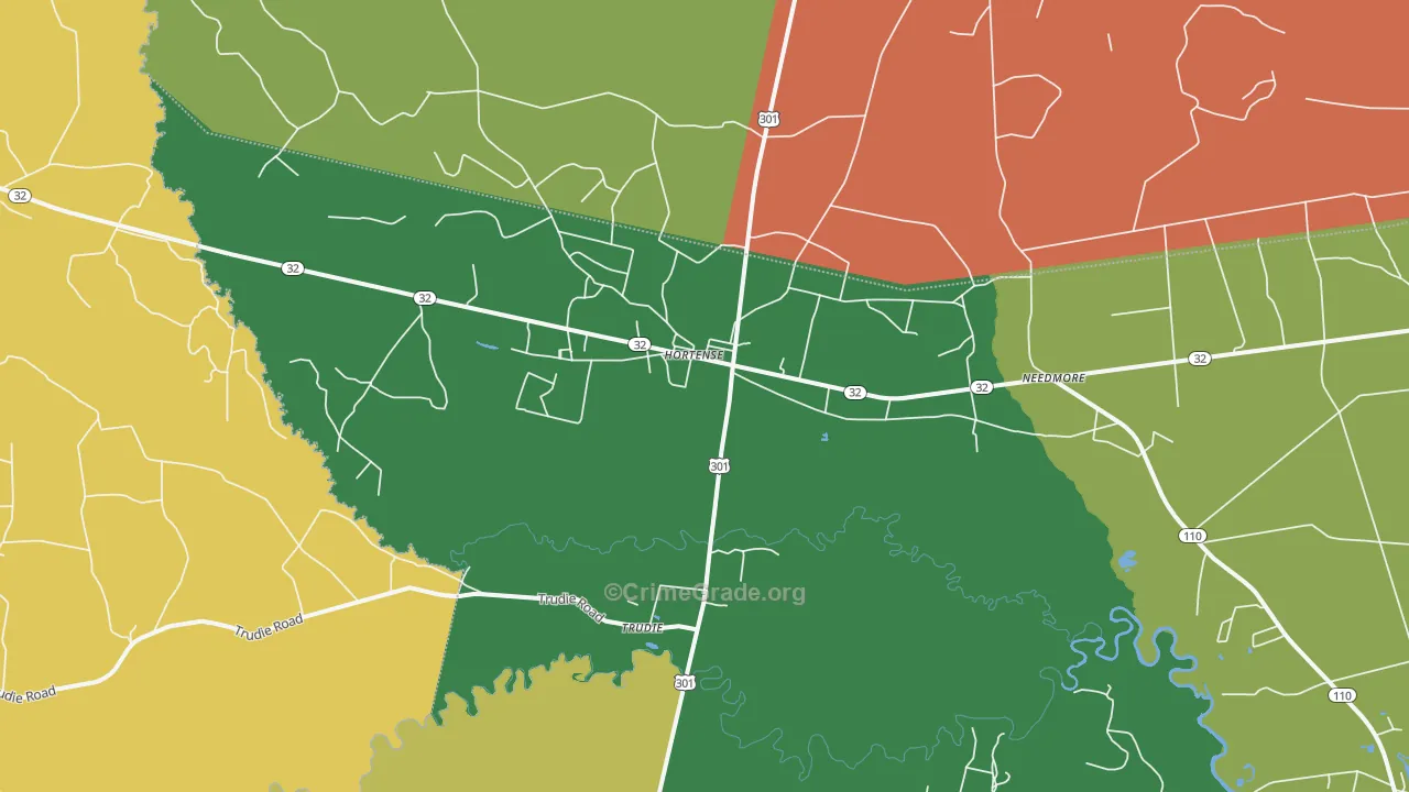Trudie, GA Map of Theft Rates