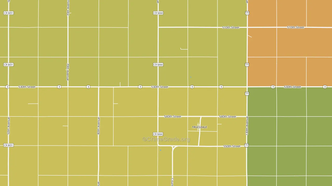 Truesdale, IA Map of Theft Rates