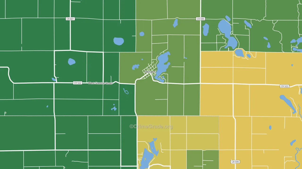 Trufant, MI Map of Theft Rates