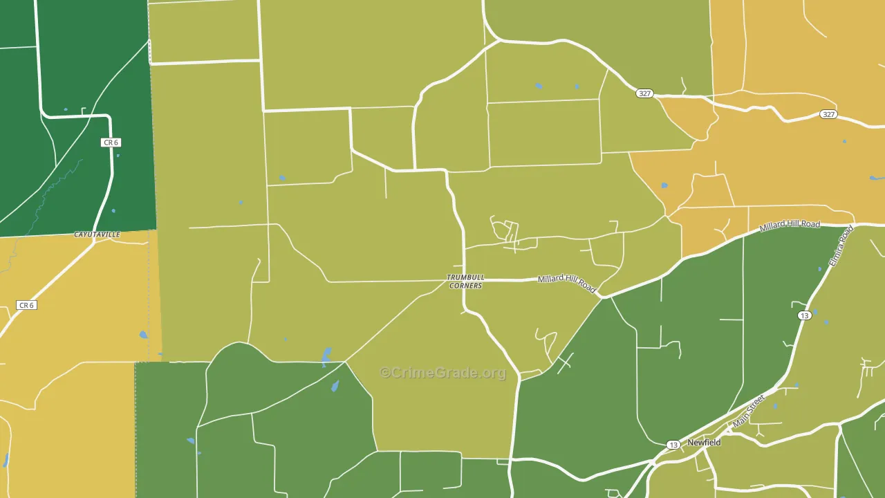 Trumbull Corners, NY Map of Theft Rates