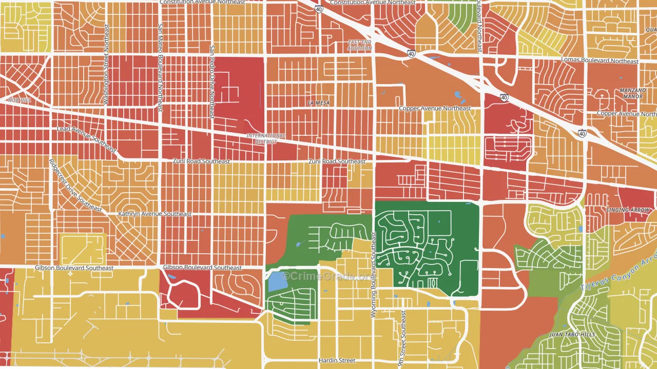 Trumbull Village, Albuquerque, NM Map of Theft Rates