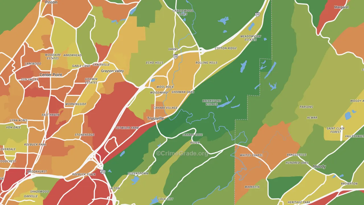 Trussville, AL Map of Theft Rates