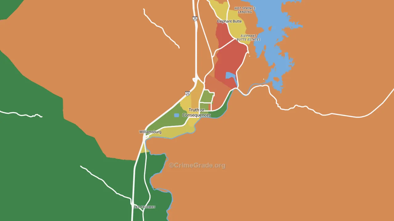 Truth Or Consequences, NM Map of Theft Rates