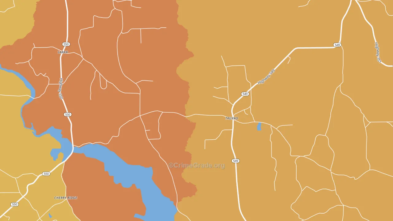 Truxno, LA Map of Theft Rates